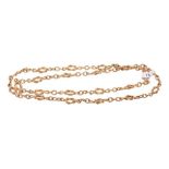 9ct gold necklace with knot and rope twist links, London 1995, approximately 78cm length.
