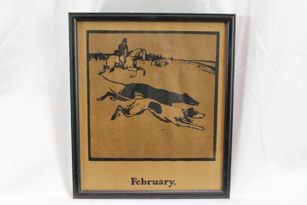 Sir William Nicholson (1872-1949) nine coloured lithographs - Sports as Months of the Year, January - Image 2 of 10