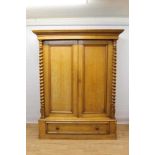 Good quality late Victorian oak double wardrobe with single drawer