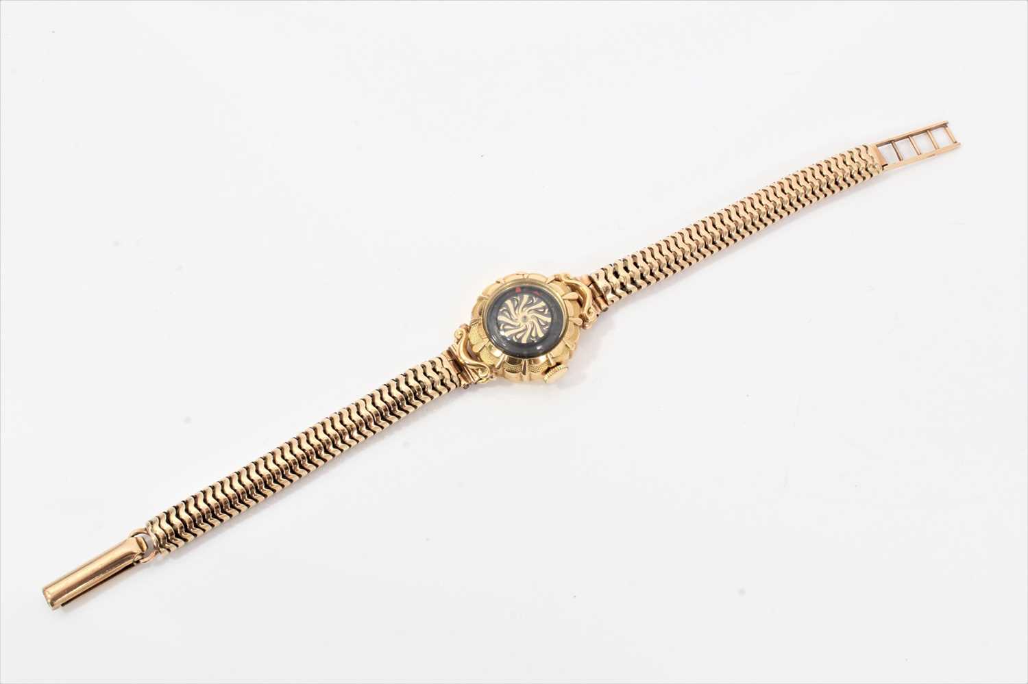1950s/1960s ladies Ernest Borel gold cocktail wristwatch with ‘mystery’ dial in 18ct gold case on 9c - Image 2 of 8