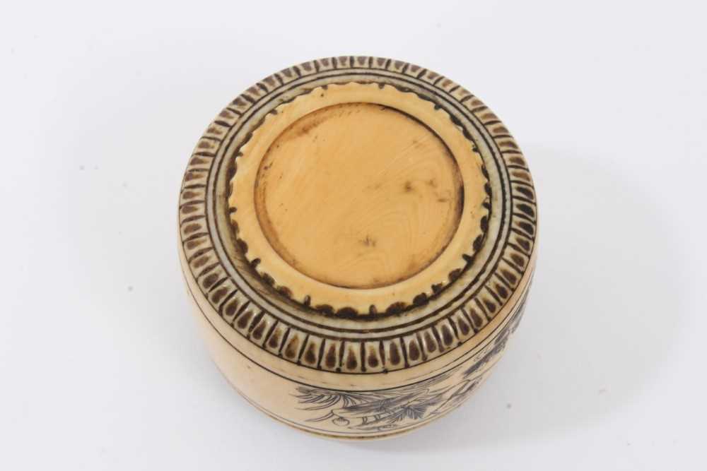 19th century Chinese ivory archer’s ring and engraved pot - Image 10 of 10