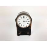Early 20th century Asprey leather-mounted travelling clock, with white metal mounts, chain and bun f