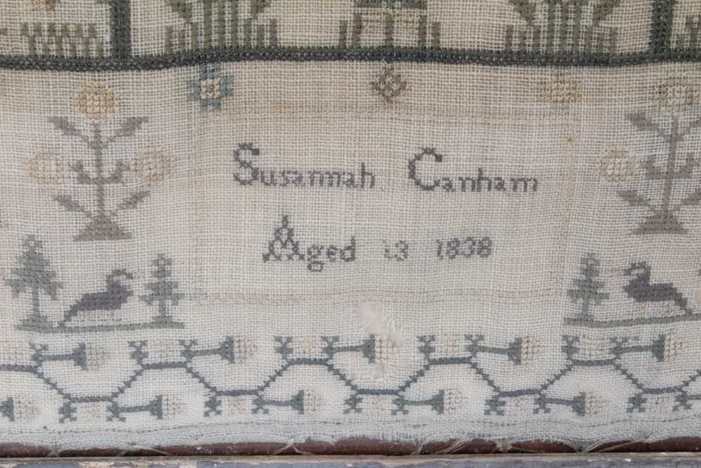 Early Victorian sampler by Susannah Canham Aged 13 1838, depicting a stag and flora, another dated 1 - Image 3 of 13