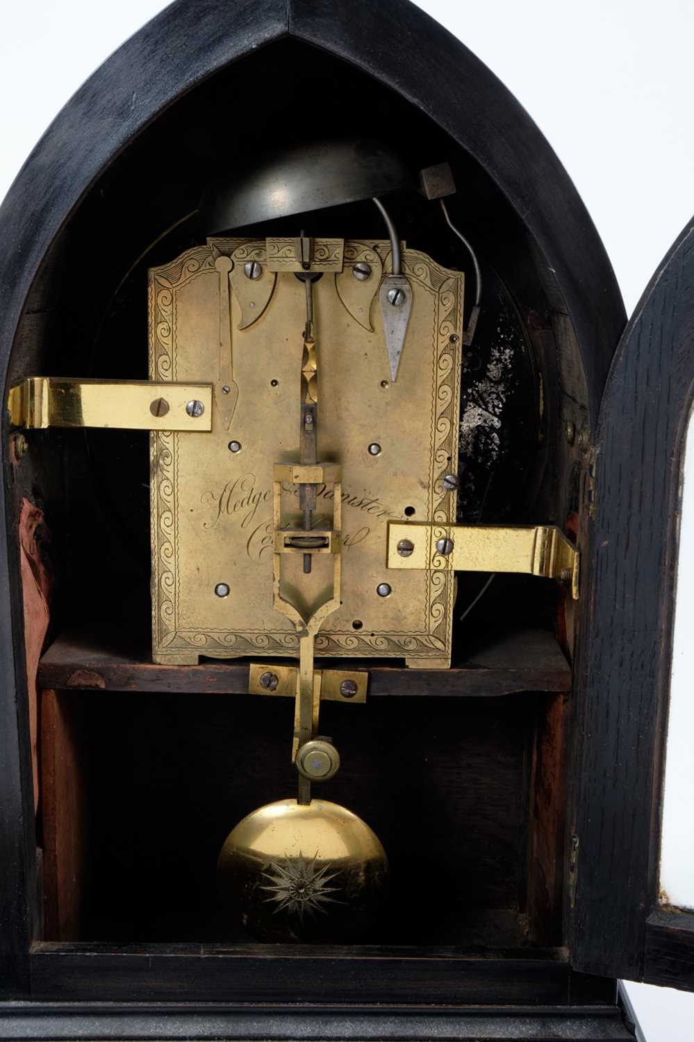 Hedge and Banister of Colchester, a rare George III ebony lancet shaped bracket clock - Image 3 of 5