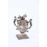 Late Victorian silver table cigar lighter, in the form of a classical urn