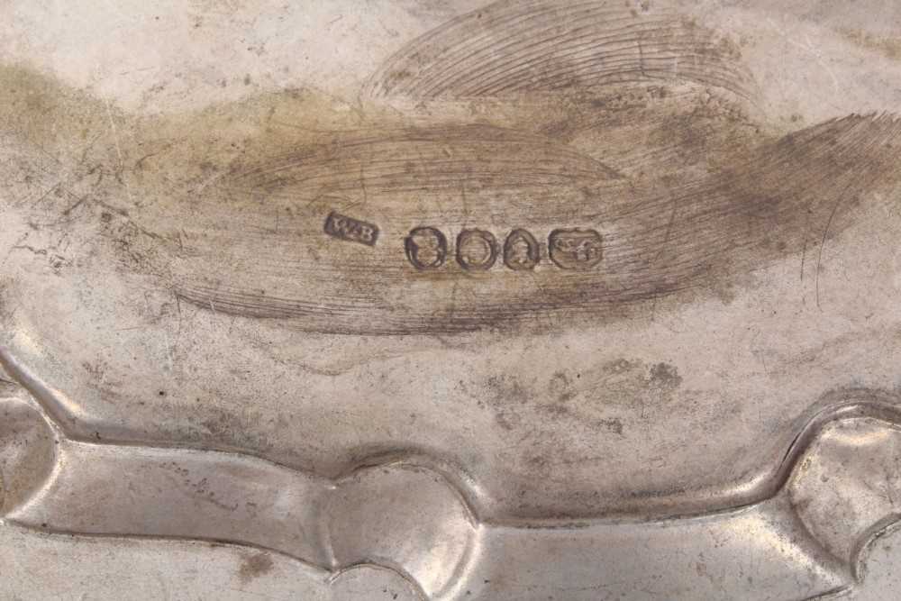 George III silver salver of hexagonal form, with piecrust and scroll border, on three scroll feet - Image 3 of 3