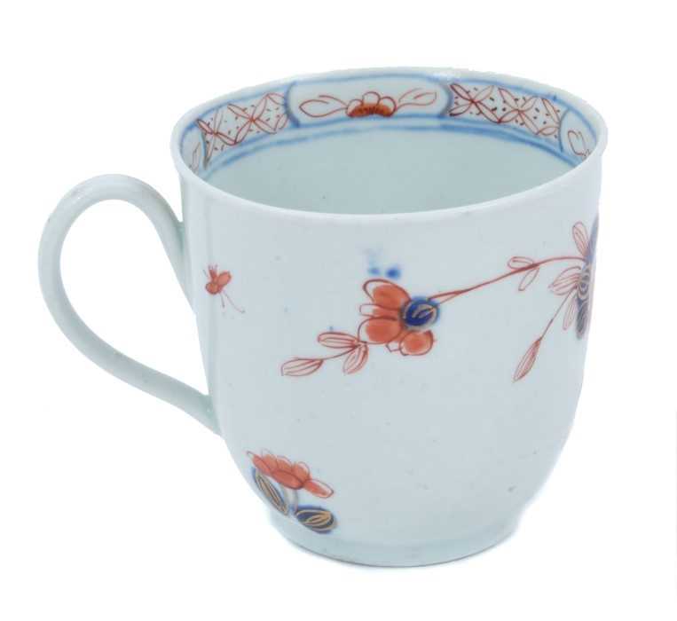 Rare Vauxhall coffee cup, circa 1758-60, painted and gilt in the Chinese Imari style, 6cm high