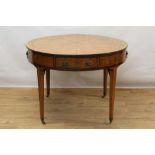 George III and later satinwood and inlaid drum table