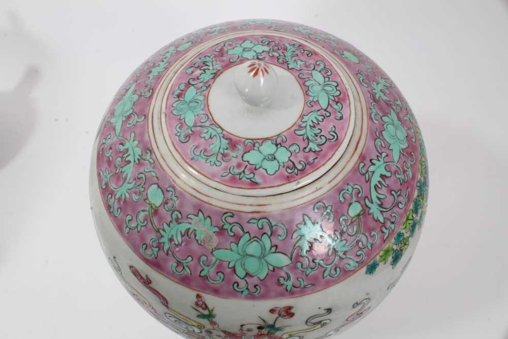 Chinese famille rose jar, cover and stand - Image 8 of 11