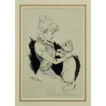 Louis Wain (1860-1939) pen and ink - “She kept on kissing me”, signed, in glazed gilt frame (paper t