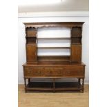 18th century-style oak two height dresser with three drawers to base