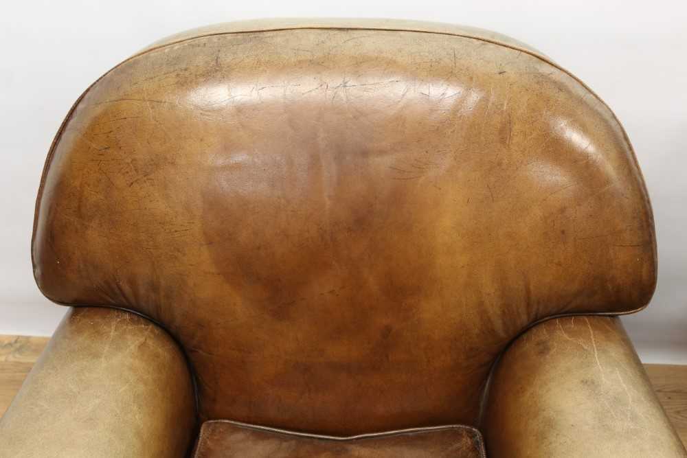 Pair of early 20th century brown leather upholstered club chairs - Image 2 of 8