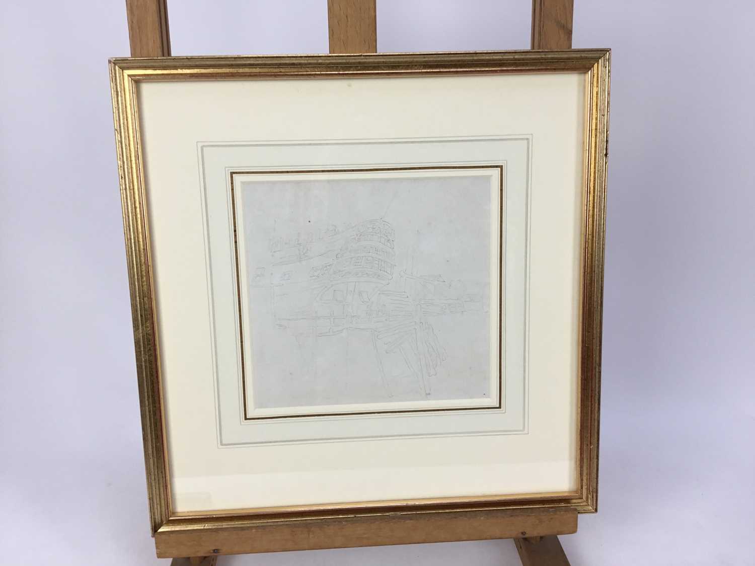 Thomas Rowlandson (1756-1827) pencil drawing - The Shipyard, in glazed gilt frame, 16cm x 17cm Pro - Image 10 of 10