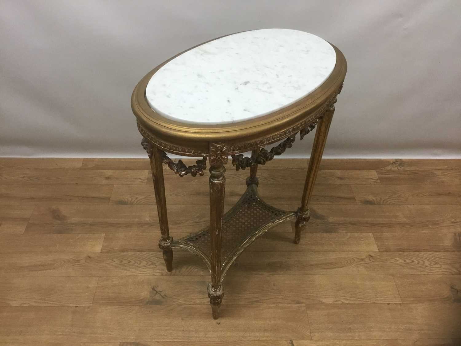 19th century French marble topped gilt wood table - Image 6 of 6