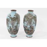 Pair of Japanese cloisonné vases on pale blue ground