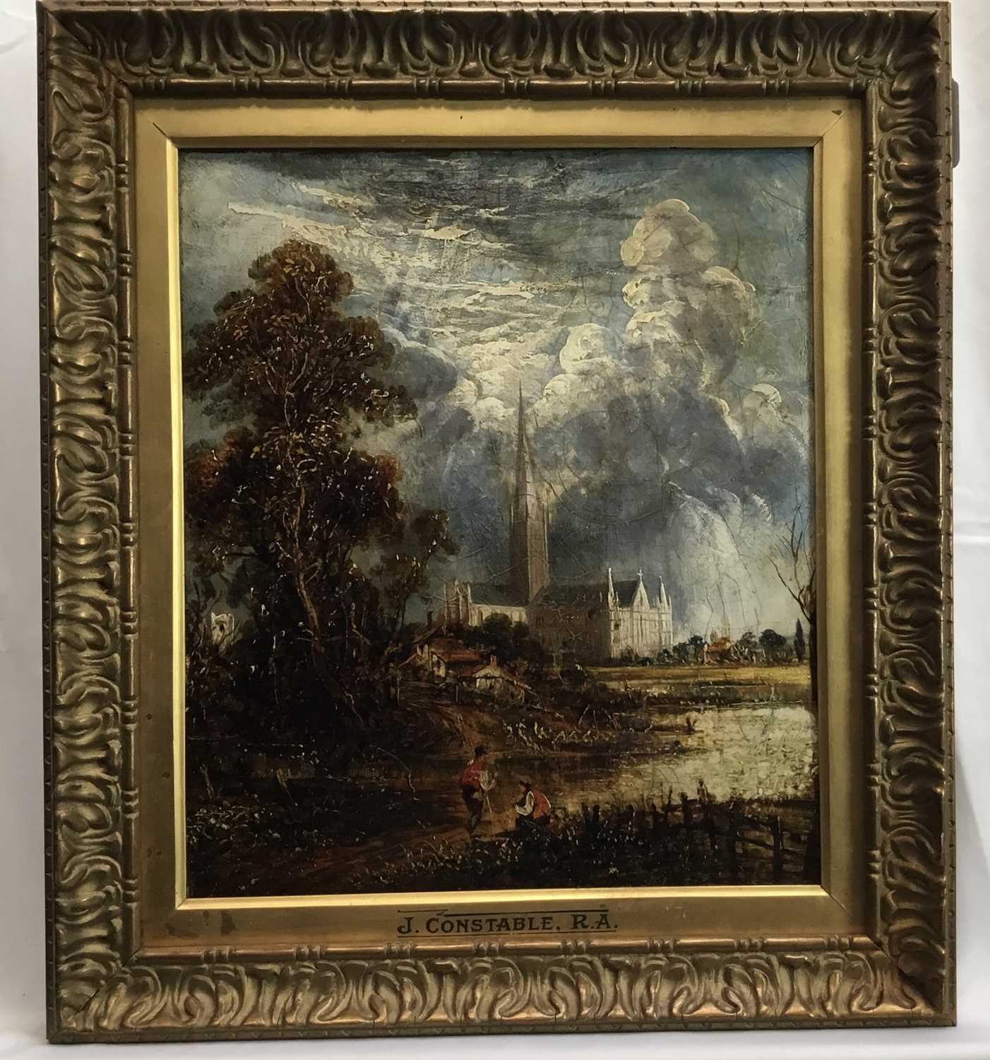 Joseph Paul oil on canvas, Salisbury Cathedral after John Constable - Image 8 of 9