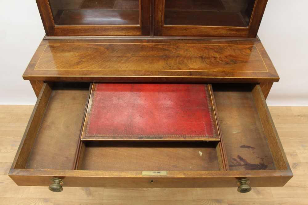 Good quality 19th century Sheraton revival vitrine cabinet on stand, the twin glazed doors enclosing - Image 4 of 7