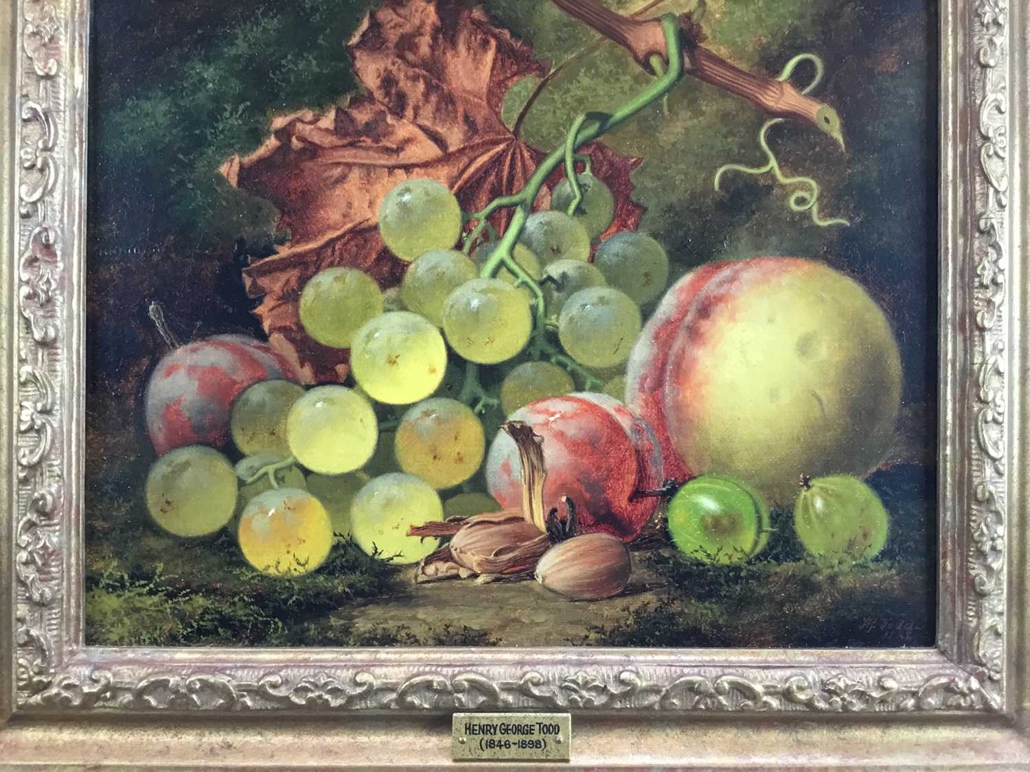Henry George Todd (1846-1898) pair of oils on canvas - still life of fruit, 'A Touch of Autumn', - Image 4 of 18