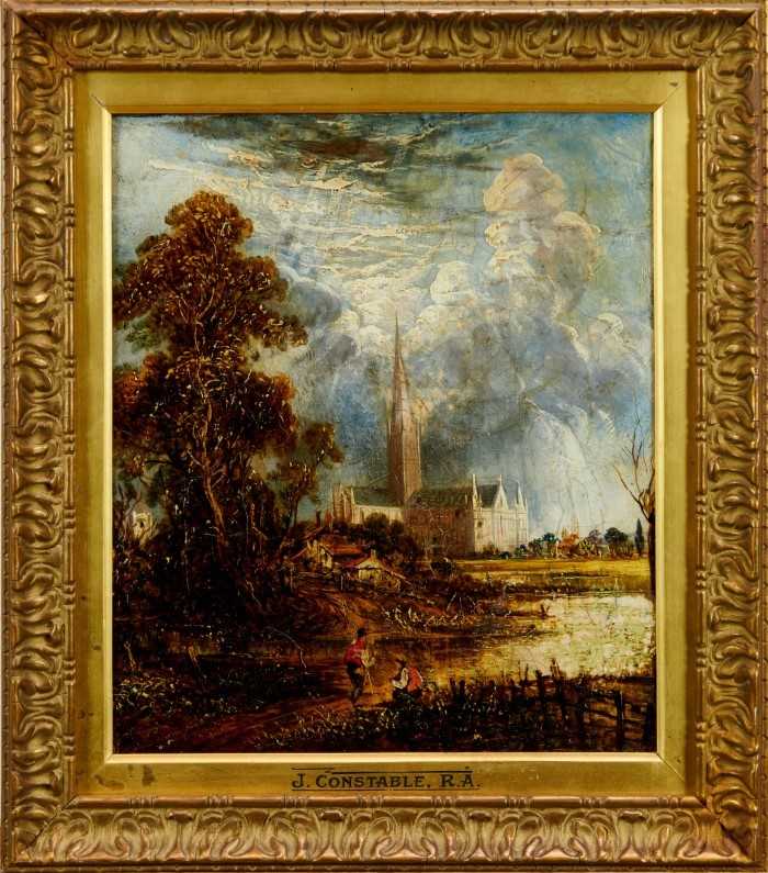 Joseph Paul oil on canvas, Salisbury Cathedral after John Constable
