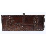 Highly unusual 17th / 18th century carved exotic hardwood panel, probably Colonial