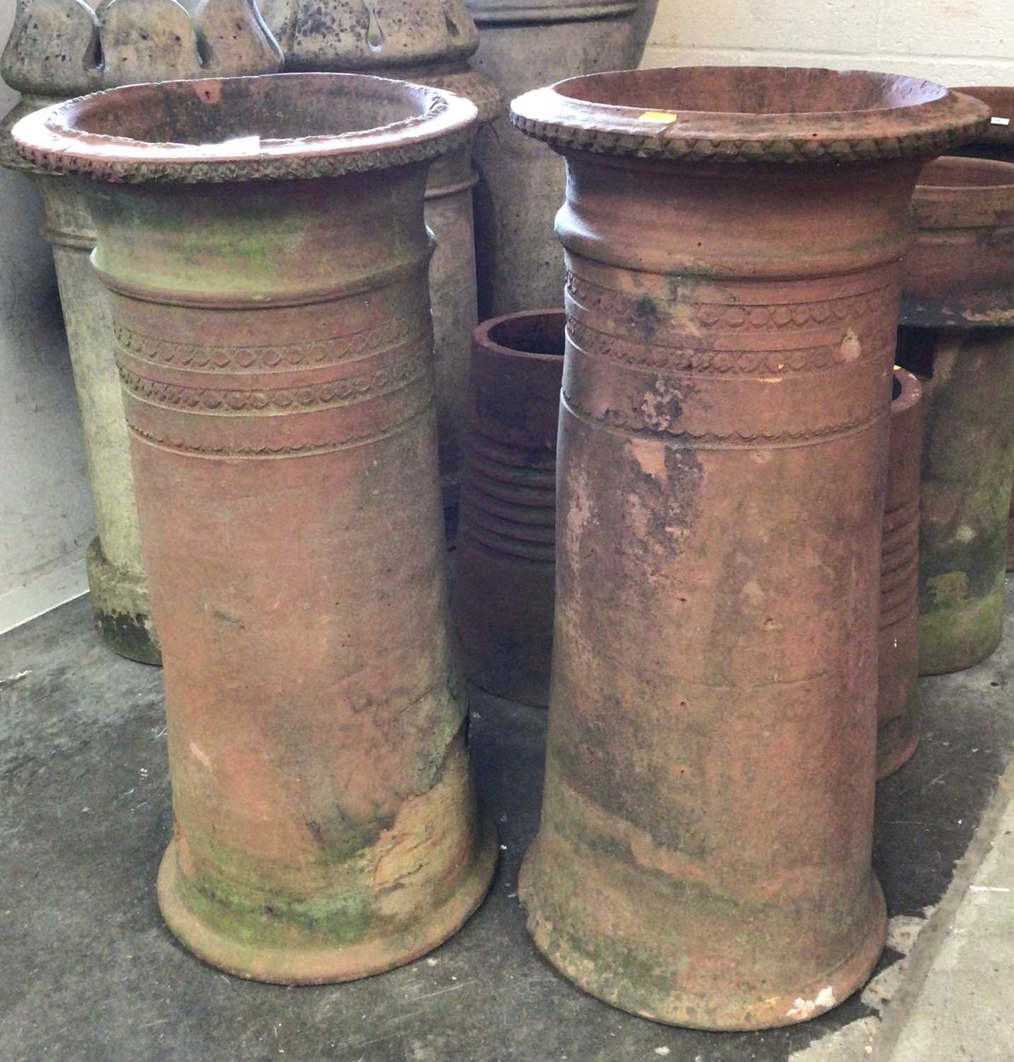 Pair of terracotta chimney pots