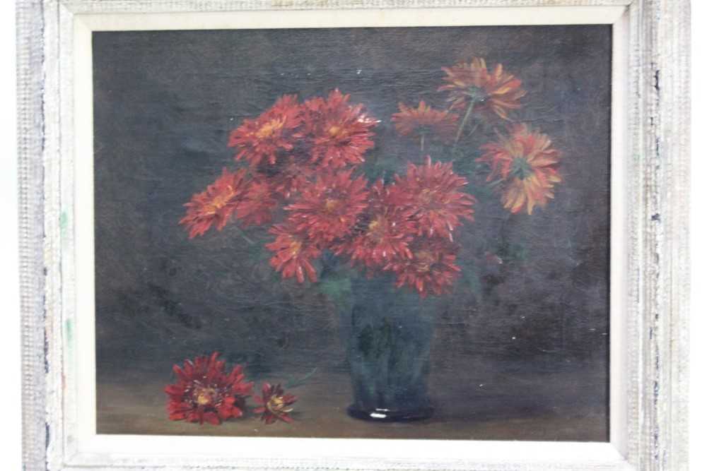 Alfred Frederick William Hayward (1856-1939) oil on canvas - Chrysanthemums in a vase, provenance -