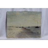 Fid Harnack, oil on board, West Mersea, Low water, signed and inscribed as titled verso