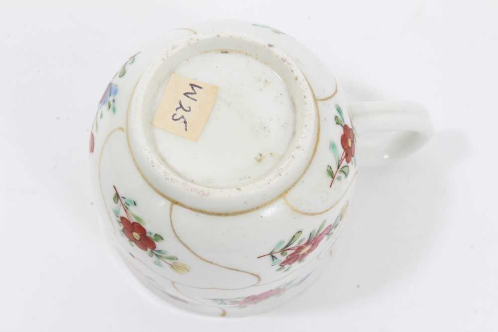 Worcester coffee cup, circa 1770, painted with flowers with wavy gilt borders, 5.75cm high - Image 5 of 5
