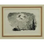 *Edward Ardizzone (1900-1979) pen and ink - Flight of the Swans, in glazed gilt frame