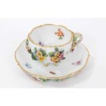 Meissen flower applied cup and saucer, circa 1860-80