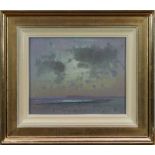 Fred Cuming (b.1930) oil on board - Deserted Beach, signed, framed