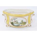 Derby yellow-ground bough pot, circa 1790-1800, polychrome painted with landscape scenes, with scrol