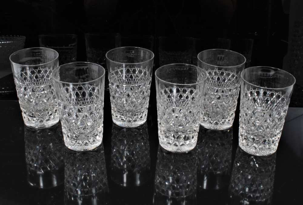 Good quality 19th century hobnail cut glassware, including two jugs, six tumblers and five dishes - Image 5 of 8