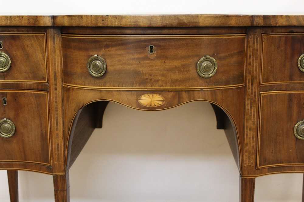 George III mahogany and satinwood banded serpentine sideboard of small proportions - Image 4 of 9