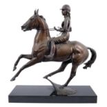 Bernard Winskill (d. 1980) very large bronze figure of Princess Anne, riding her horse Doublet, sign