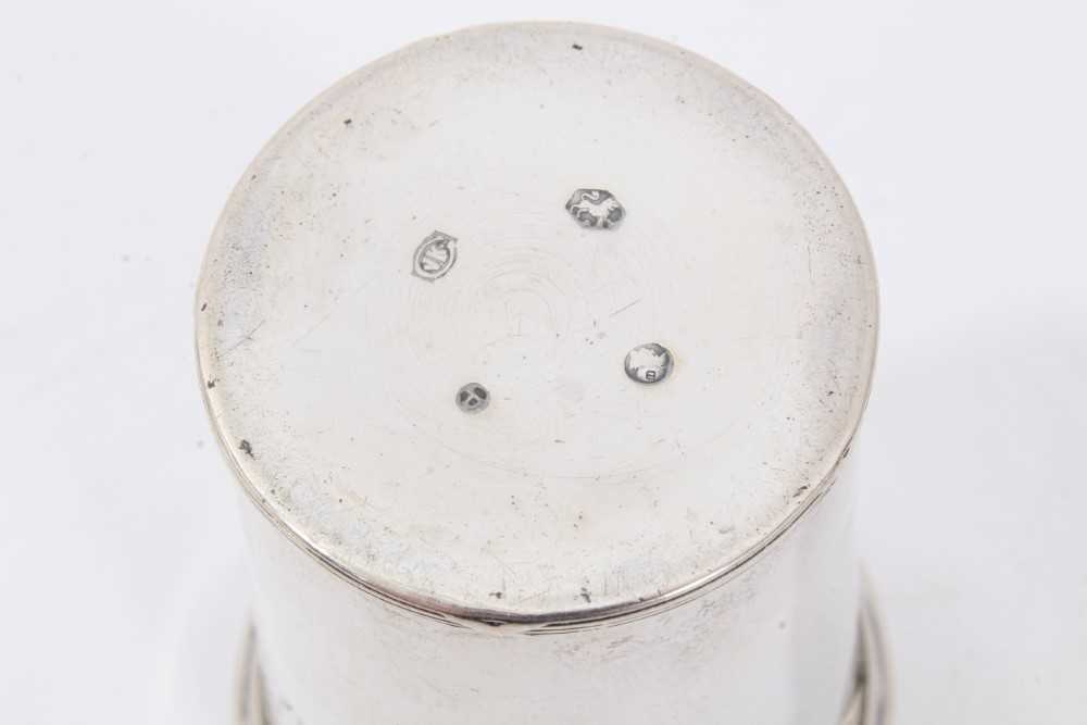 Dutch silver beaker of tapered form with flared rim and engraved inscription. - Image 4 of 4
