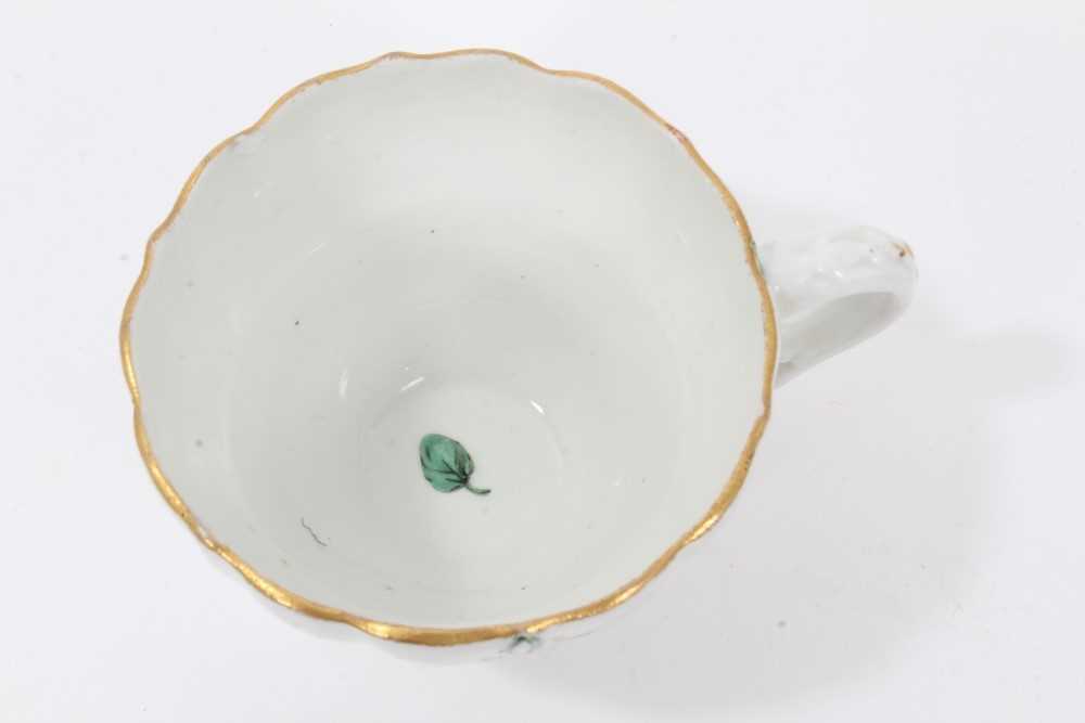 Bristol cup and saucer, circa 1772-75, decorated in green enamels with swags of flowers, with gilt r - Image 6 of 10