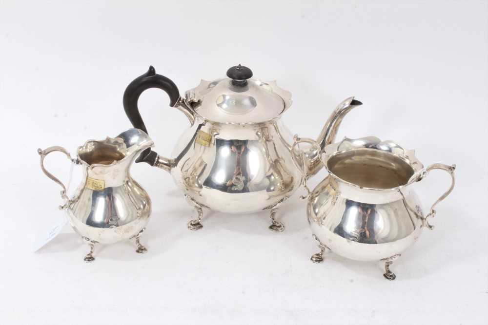 Early George V three piece silver tea set