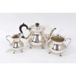 Early George V three piece silver tea set