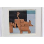 Ron Sims (1944-2014) signed limited edition linocut - Escaping Cat, 1/25, dated '10, 29cm x 32.5cm i