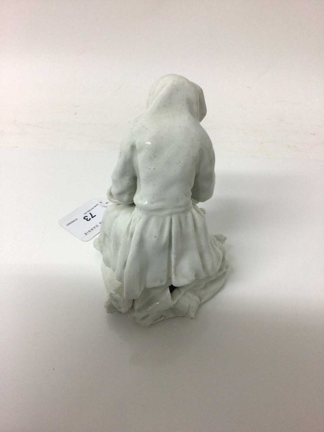 Bow blanc de chine figure, circa 1755, in the form of a seated elderly man warming his hands on a br - Image 2 of 9