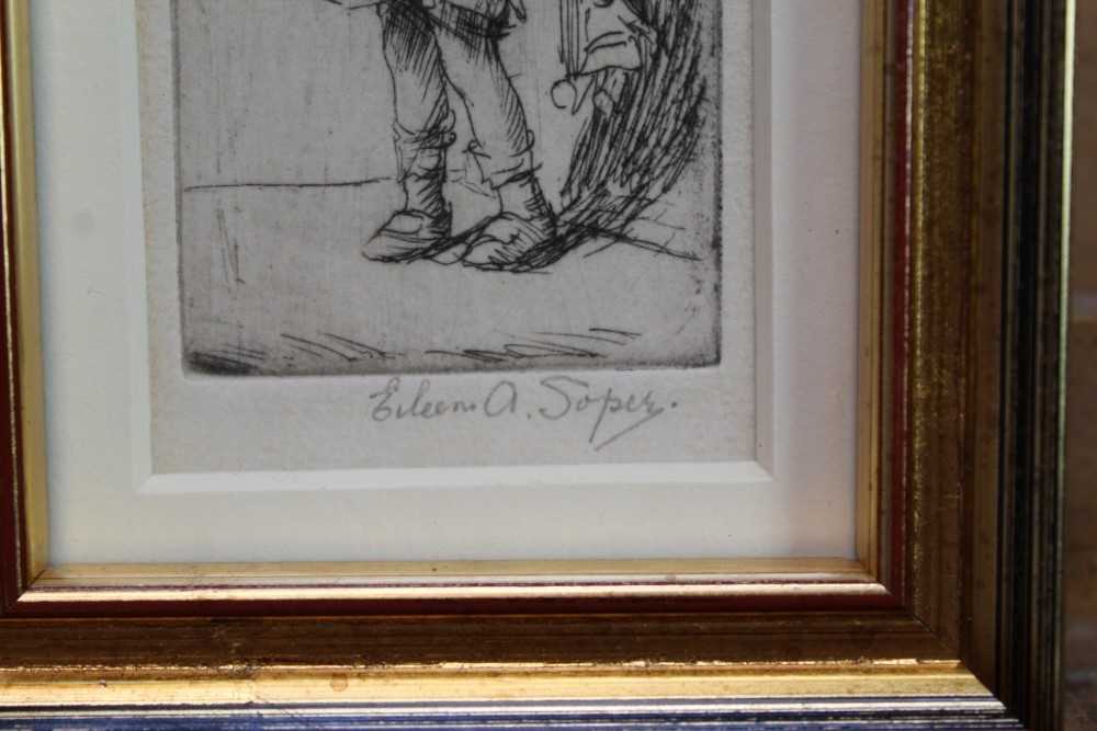 Eileen Soper (1905-1990) signed etching - The First Recitation, in glazed gilt frame, 9.5cm x 5cm - Image 3 of 5