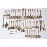 Selection of miscellaneous English and Continental silver and white metal flatware