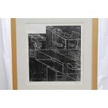 Ron Sims (1944-2014) signed limited edition woodcut - Abstract Image II, 1/5, 43cm x 40cm in glazed