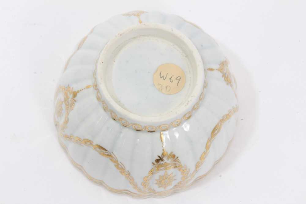 Worcester fluted tea bowl and saucer, circa 1775-80, decorated in gilt with swags and other patterns - Image 6 of 6