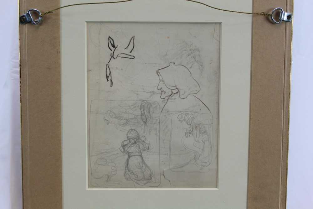 Early 20th , English School, pencil sketches - 'Mr C's Boot', sketches verso, 20cm x 17cm, in glazed - Image 3 of 4