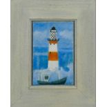 Caroline McAdam Clark, oil on board - Lighthouse, signed, framed