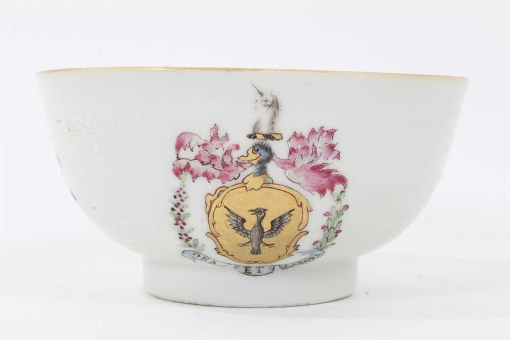 Chinese famille rose armorial bowl, Qianlong period, the motto 'Ora et labora' below the armorial, 1