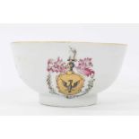 Chinese famille rose armorial bowl, Qianlong period, the motto 'Ora et labora' below the armorial, 1