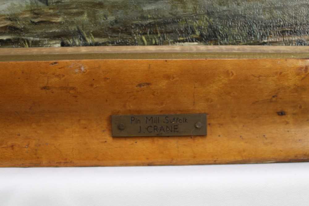 J. Crane A view of Pin Mill on the Orwell, oil on canvas, signed and dated 1885, in maple frame. - Image 3 of 7